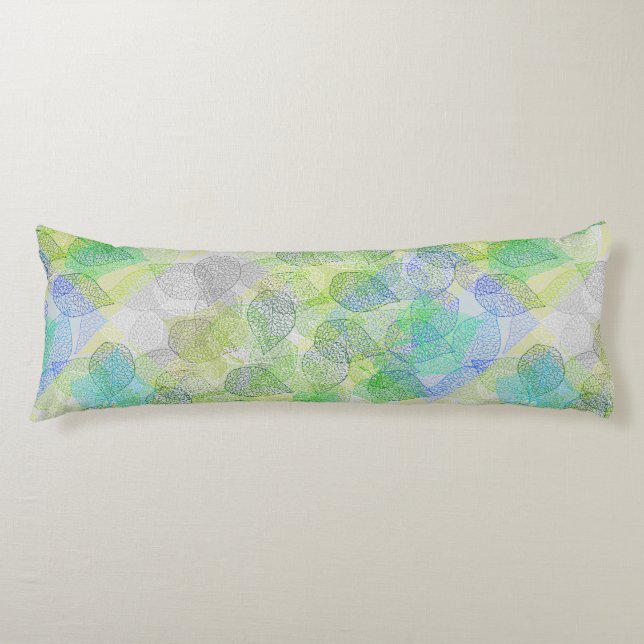 Plants pattern A02.b Leaves LGrey BG Body Cushion (Front)