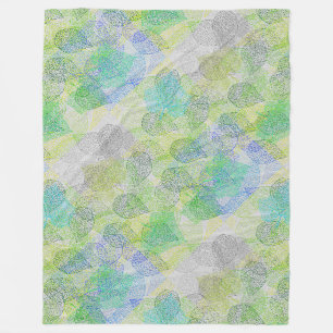 Plants pattern A02.b Leaves LGrey BG Fleece Blanket