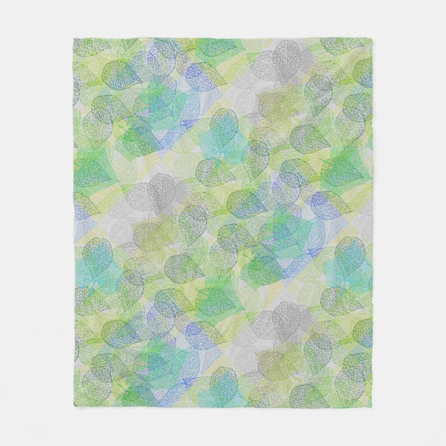 Plants pattern A02.b Leaves LGrey BG Fleece Blanket (Front)