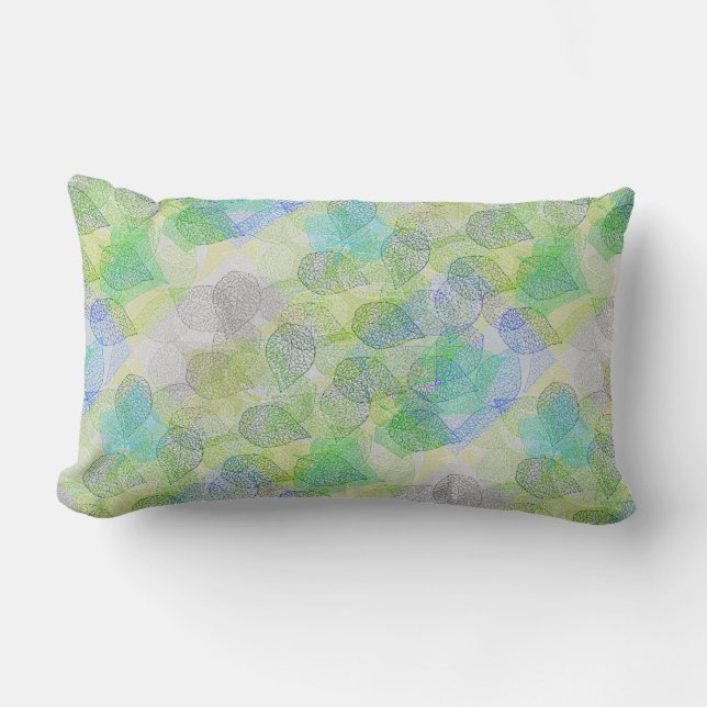 Plants pattern A02.b Leaves LGrey BG Lumbar Cushion (Front)