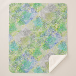 Plants pattern A02.b Leaves LGrey BG Sherpa Blanket