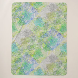 Plants pattern A02.b Leaves LGrey BG Sherpa Blanket