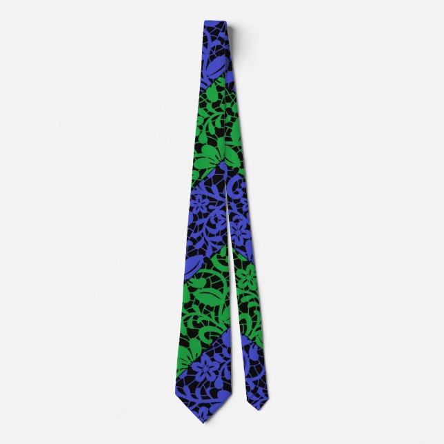Plants pattern A06.b Black BG Tie (Front)