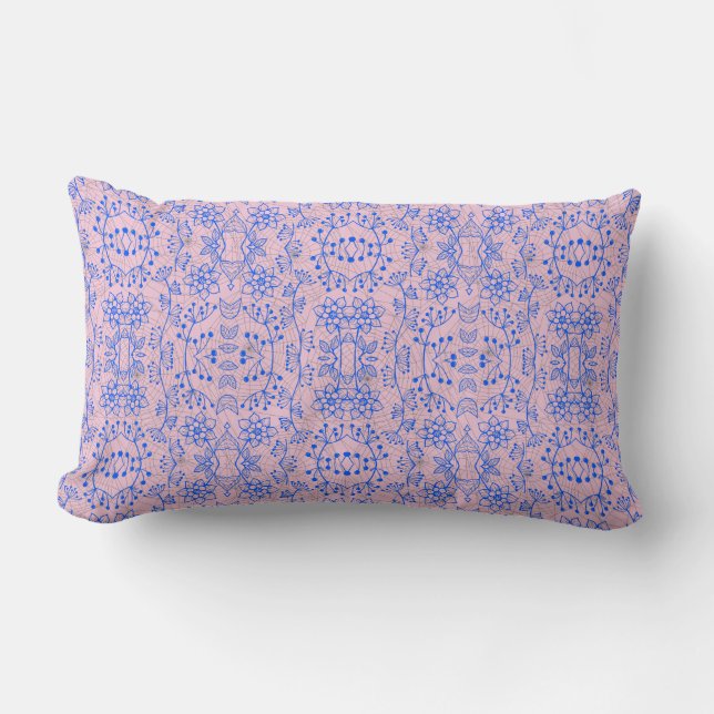 Plants pattern A08.b boho. lpink BG Lumbar Cushion (Front)