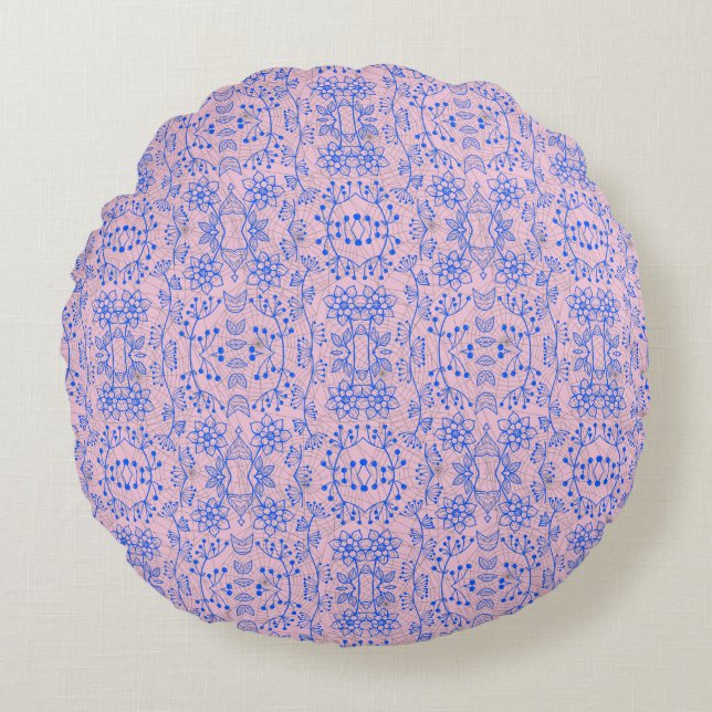 Plants pattern A08.b boho. lpink BG Round Cushion (Front)
