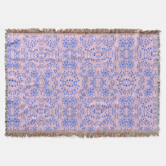 Plants pattern A08.b boho. lpink BG Throw Blanket (Front)