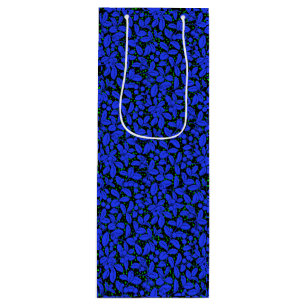 Plants pattern A09.blue b Black BG Wine Gift Bag