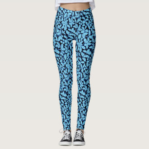 Plants pattern A09w Black BG Leggings
