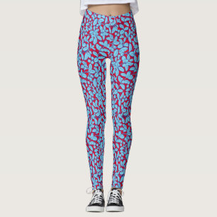 Plants pattern A09w Red BG Leggings