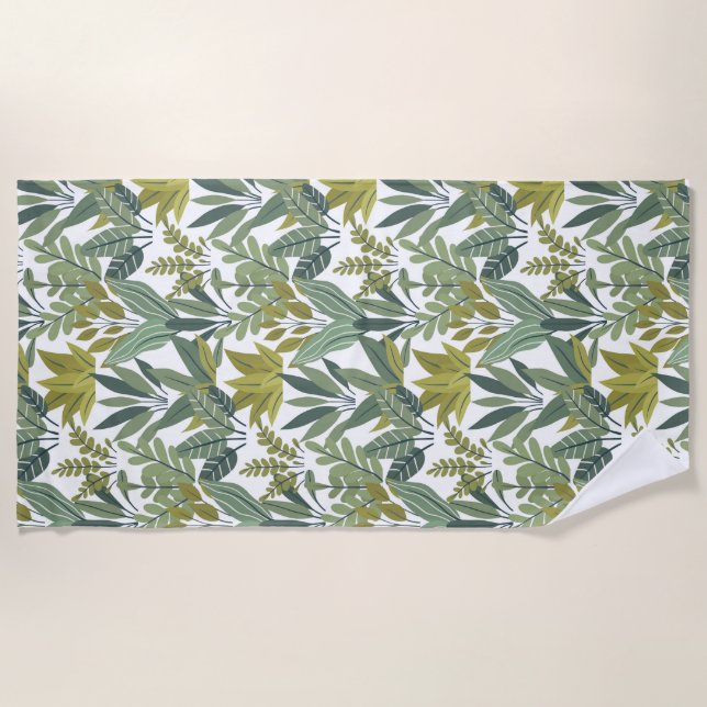 Plants pattern beach towel (Front)