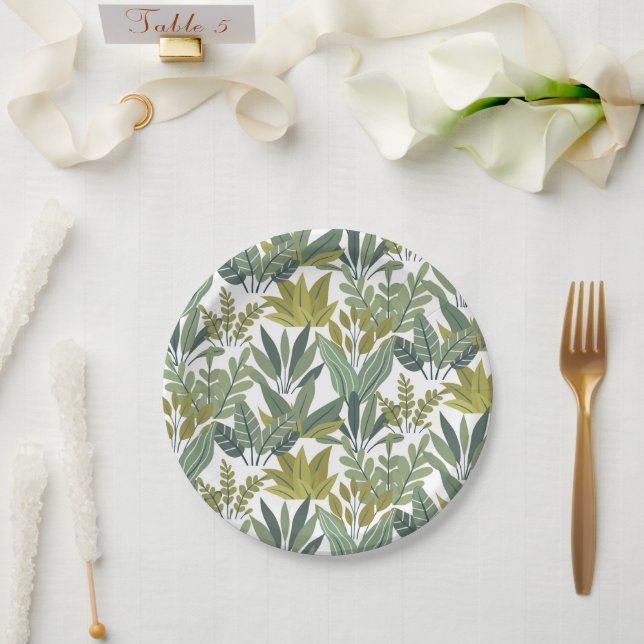 Plants pattern paper plate (Wedding)