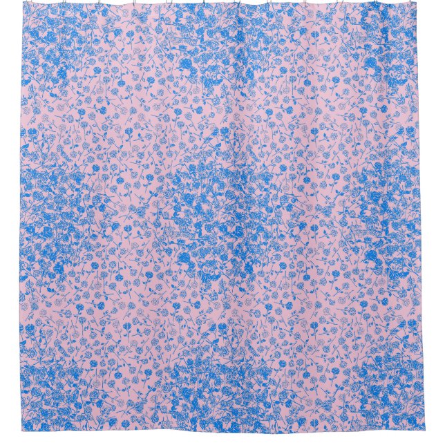 Plants pattern with roses A05.b Lpink BG Shower Curtain (Front)