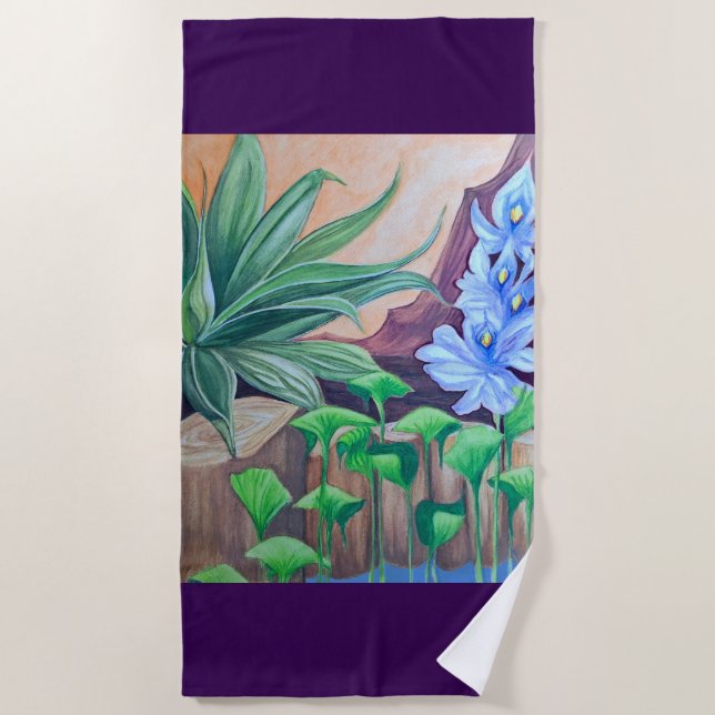 Plants Pond Party  Beach Towel (Front)