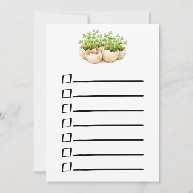 Plants Seedlings To Do List Invitation (Front)