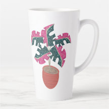 Plants Tropical Pink Monstera Variegated Art Latte Mug
