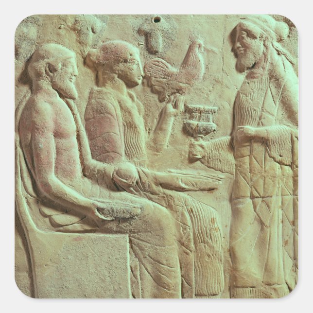 Plaque depicting an offering, c.450 BC Square Sticker (Front)