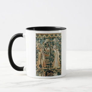 Plaque from the lid of coffer showing mug
