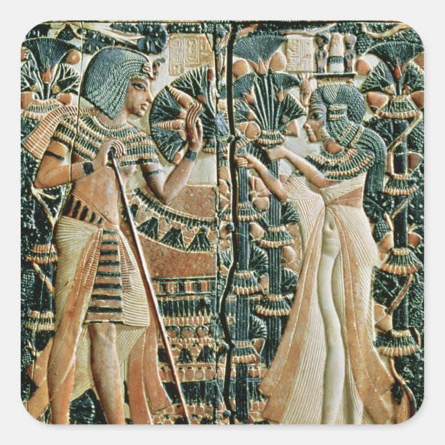 Plaque from the lid of coffer showing square sticker (Front)