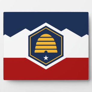 Plaque with flag of Utah State, USA