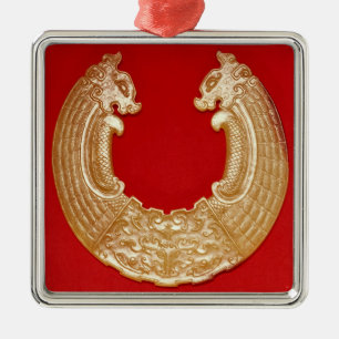 Plaque with two dragons and a Tao-tie mask Metal Tree Decoration