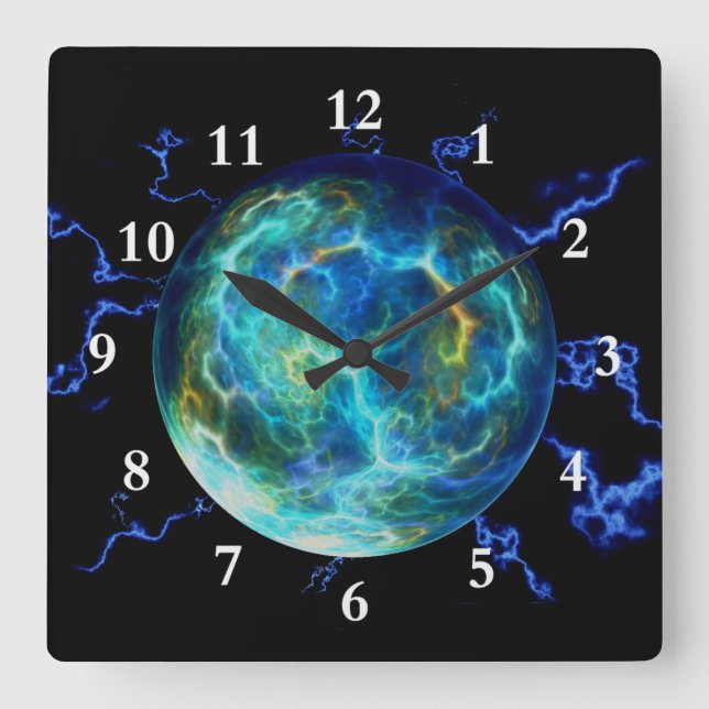 Plasma Electric Square Wall Clock (Front)