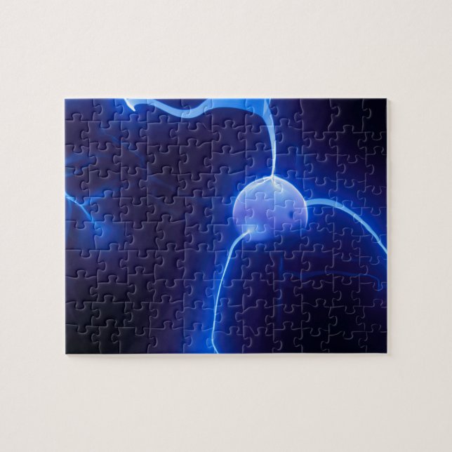 Plasma globa, Plasma globe, blue plasma ball Jigsaw Puzzle (Horizontal)