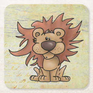 plaster lion square paper coaster