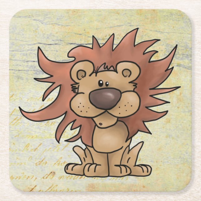 plaster lion  square paper coaster (Front)
