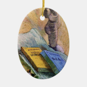 Plaster Statuette Rose and Novels Vincent van Gogh Ceramic Ornament