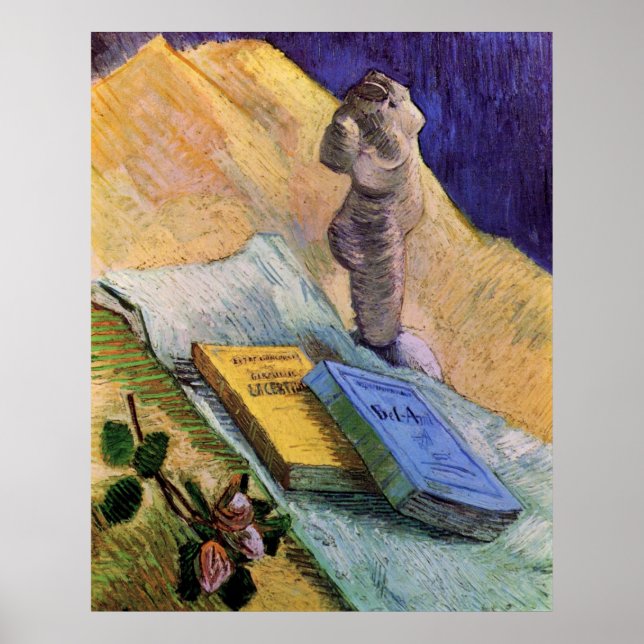 Plaster Statuette Rose and Novels Vincent van Gogh Poster (Front)