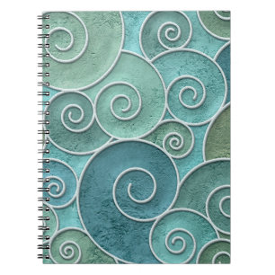 Plaster wall seamless texture with swirls pattern, notebook