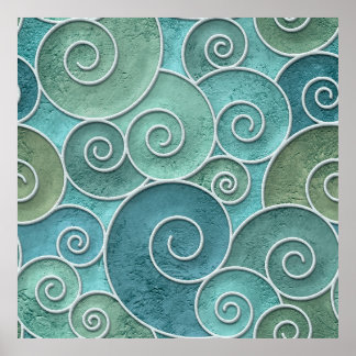 Plaster wall seamless texture with swirls pattern, poster