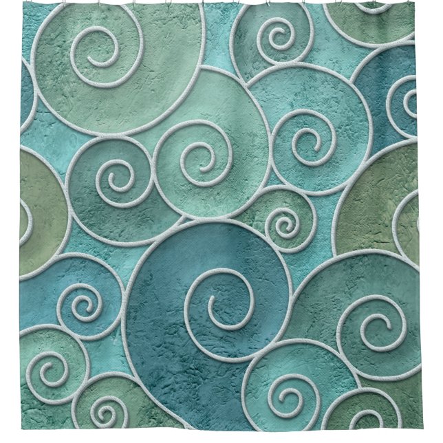 Plaster wall seamless texture with swirls pattern, shower curtain (Front)