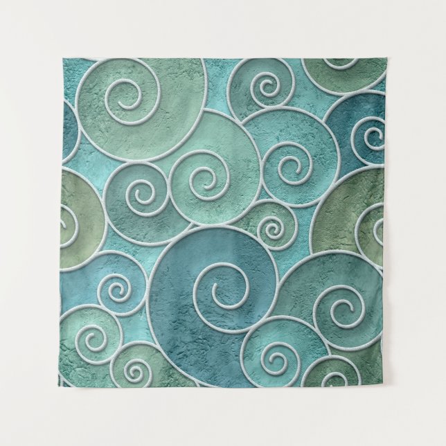 Plaster wall seamless texture with swirls pattern, tapestry (Front)