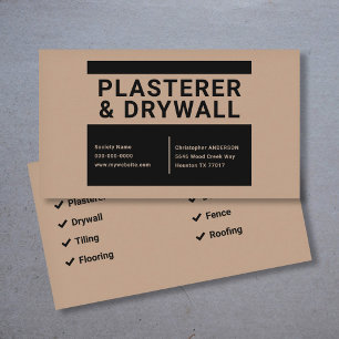 Plasterer & Drywall - Black & Brown Business Card