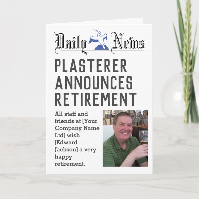 Plasterer Retirement Card to Personalise (Front)