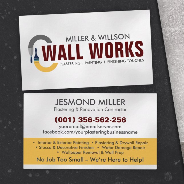 Plastering and Painting Services  Business Card (Creator Uploaded)