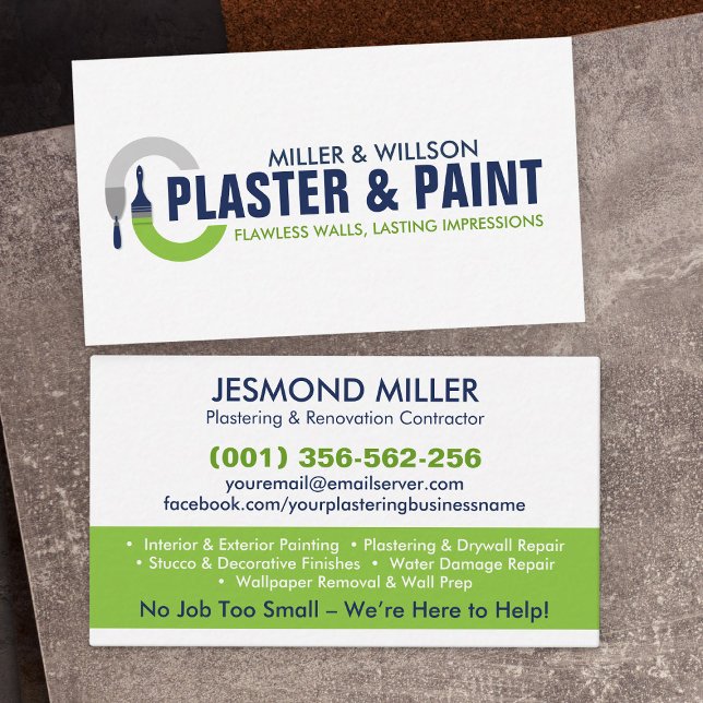Plastering and Painting Services  Business Card (Creator Uploaded)