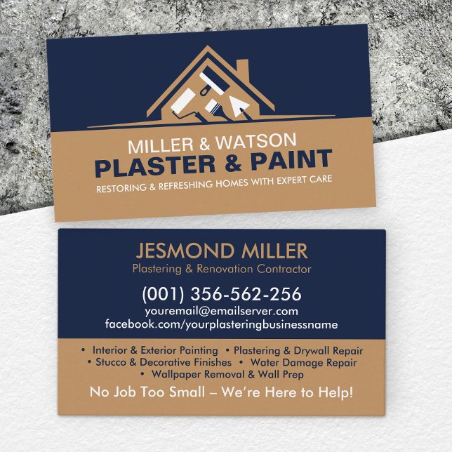 Plastering and Painting Services  Business Card (Creator Uploaded)