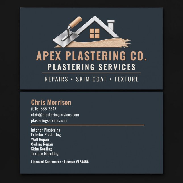 Plastering Professional Services Business Card (Creator Uploaded)