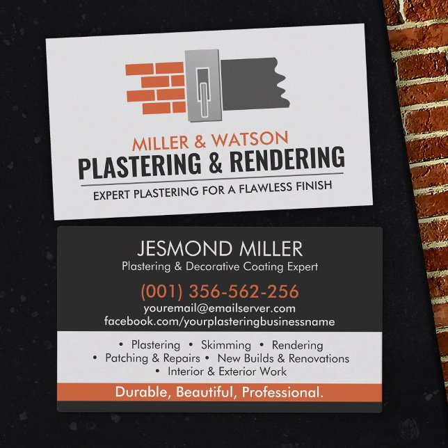 Plastering Services  Business Card (Creator Uploaded)