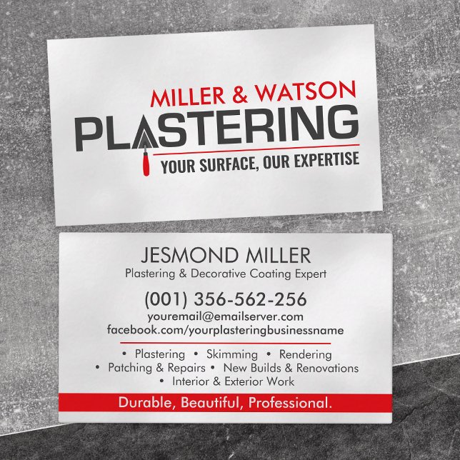 Plastering Services  Business Card (Creator Uploaded)