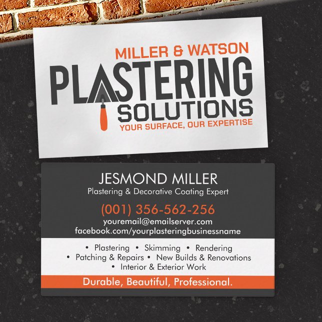 Plastering Services  Business Card (Creator Uploaded)
