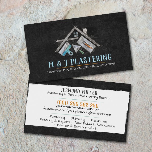 Plastering Services Drywall Professional Business Card (Creator Uploaded)