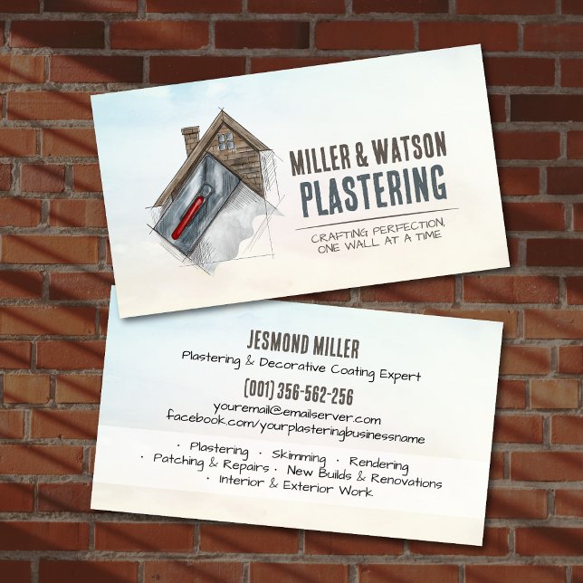 Plastering Services Drywall Professional Business Card (Creator Uploaded)