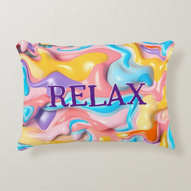 Plastic Abstract Shapes with Relax Text Decorative Cushion (Front)