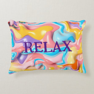Plastic Abstract Shapes with Relax Text Decorative Cushion