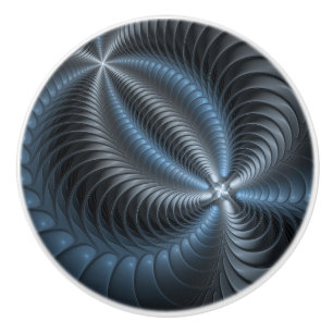 Plastic Blue Gray 3D Fractal Art Modern Abstract Ceramic Knob