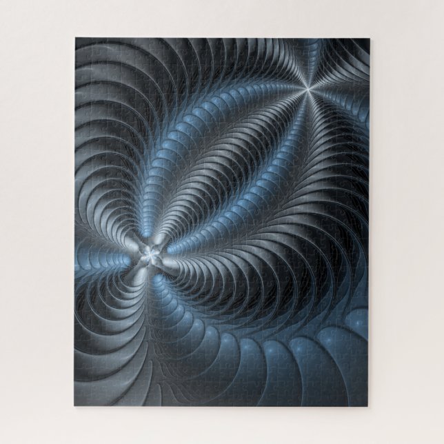 Plastic Blue Gray 3D Fractal Art Modern Abstract Jigsaw Puzzle (Vertical)