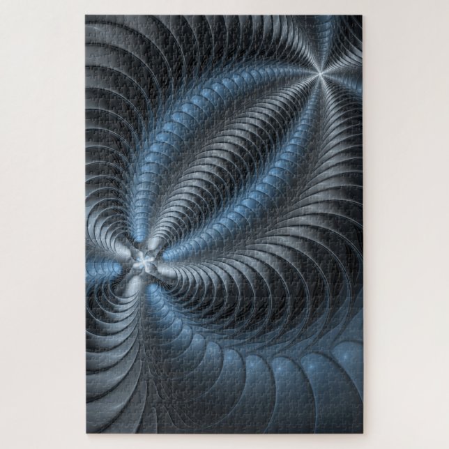 Plastic Blue Gray 3D Fractal Art Modern Abstract Jigsaw Puzzle (Vertical)